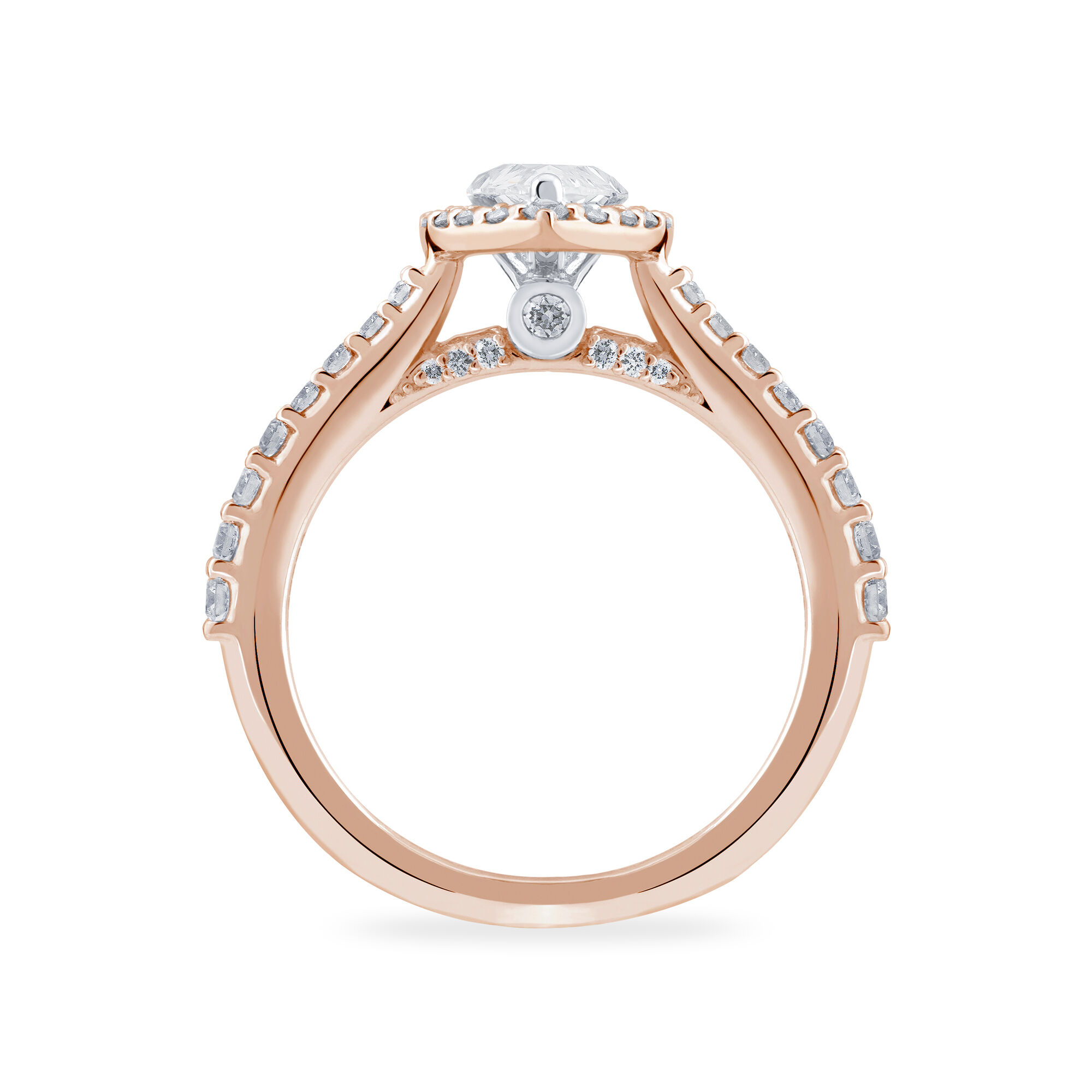 Pear shaped diamond ring with rose gold band discount